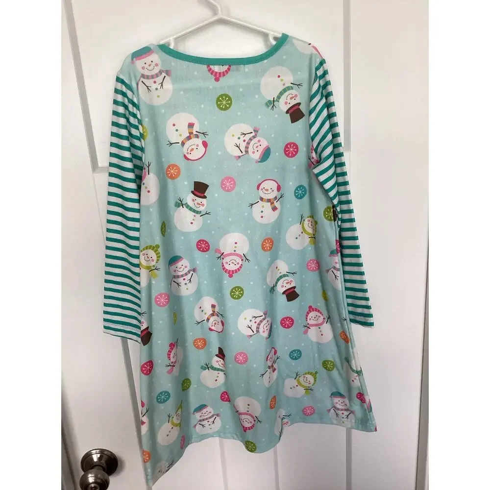 Unsh Ne Swing Girls Christmas Cheer Front Pocket‎ Stripe A-Line Dress Green 7